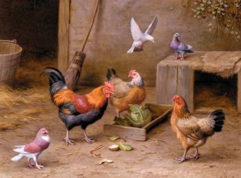 埃德加 亨特 Chickens In A Farmyard